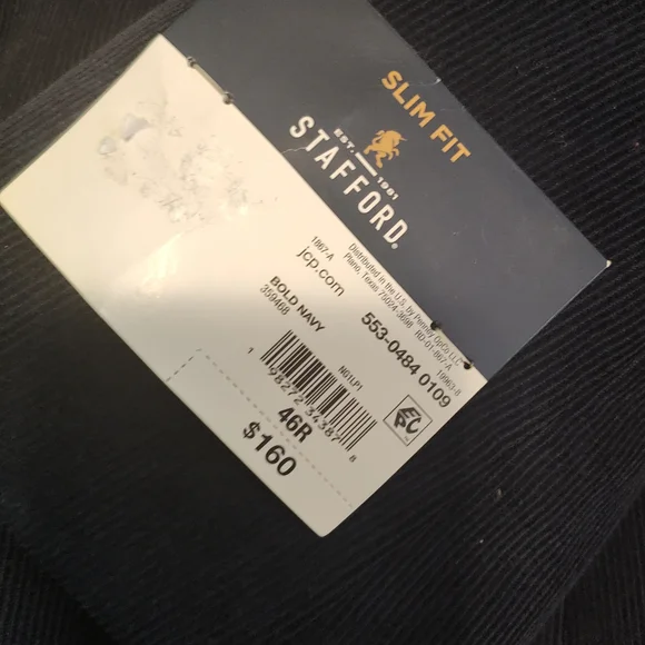 Stafford Classic Corduroy Navy Blazer - Picture 7 of 16